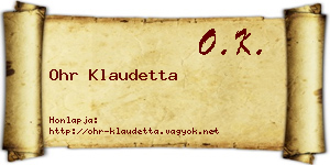 Ohr Klaudetta névjegykártya